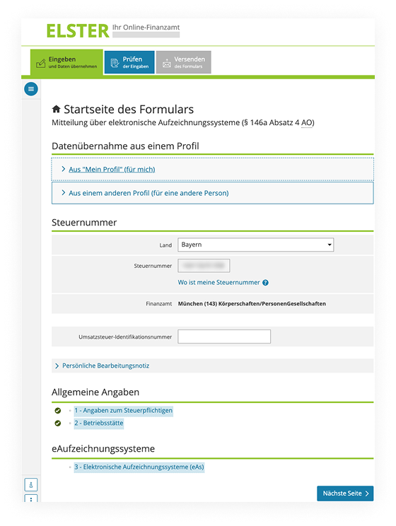 MeinElster_Steuernummer