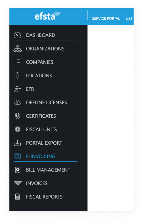 E-Invoicing Menu